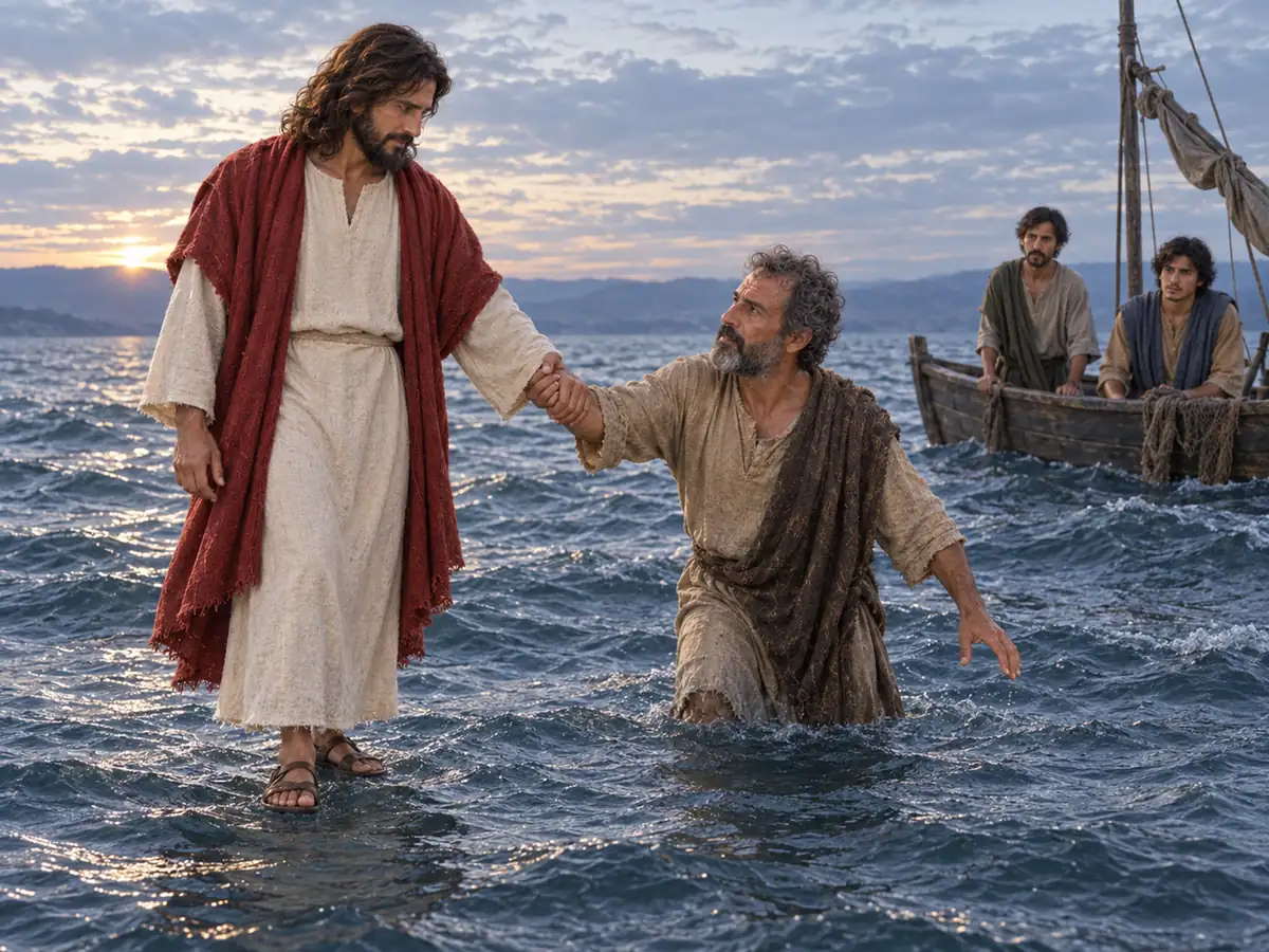 Jesus walks on the water: an artistic recreation