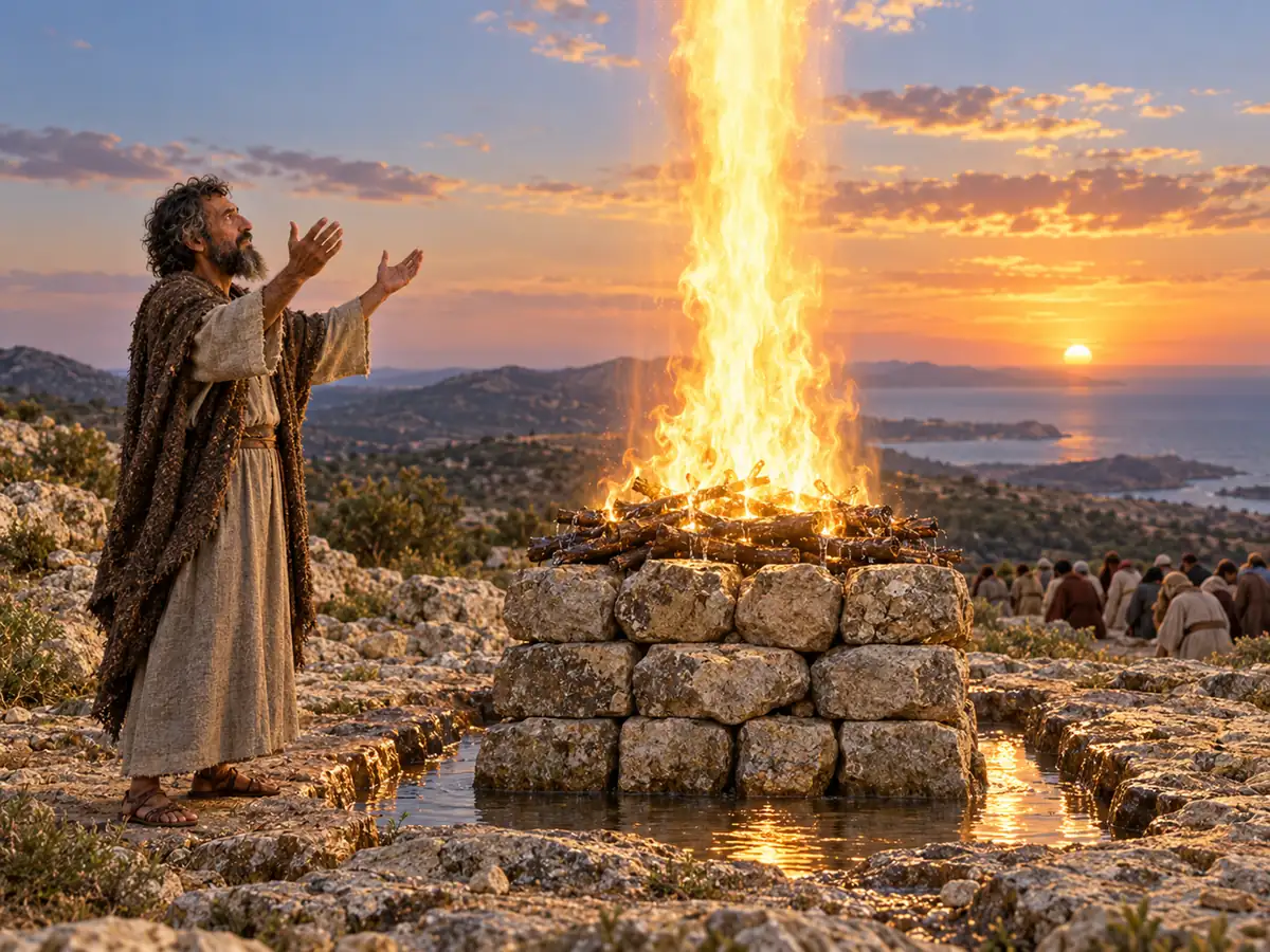 Elijah on Mount Carmel: an artistic recreation