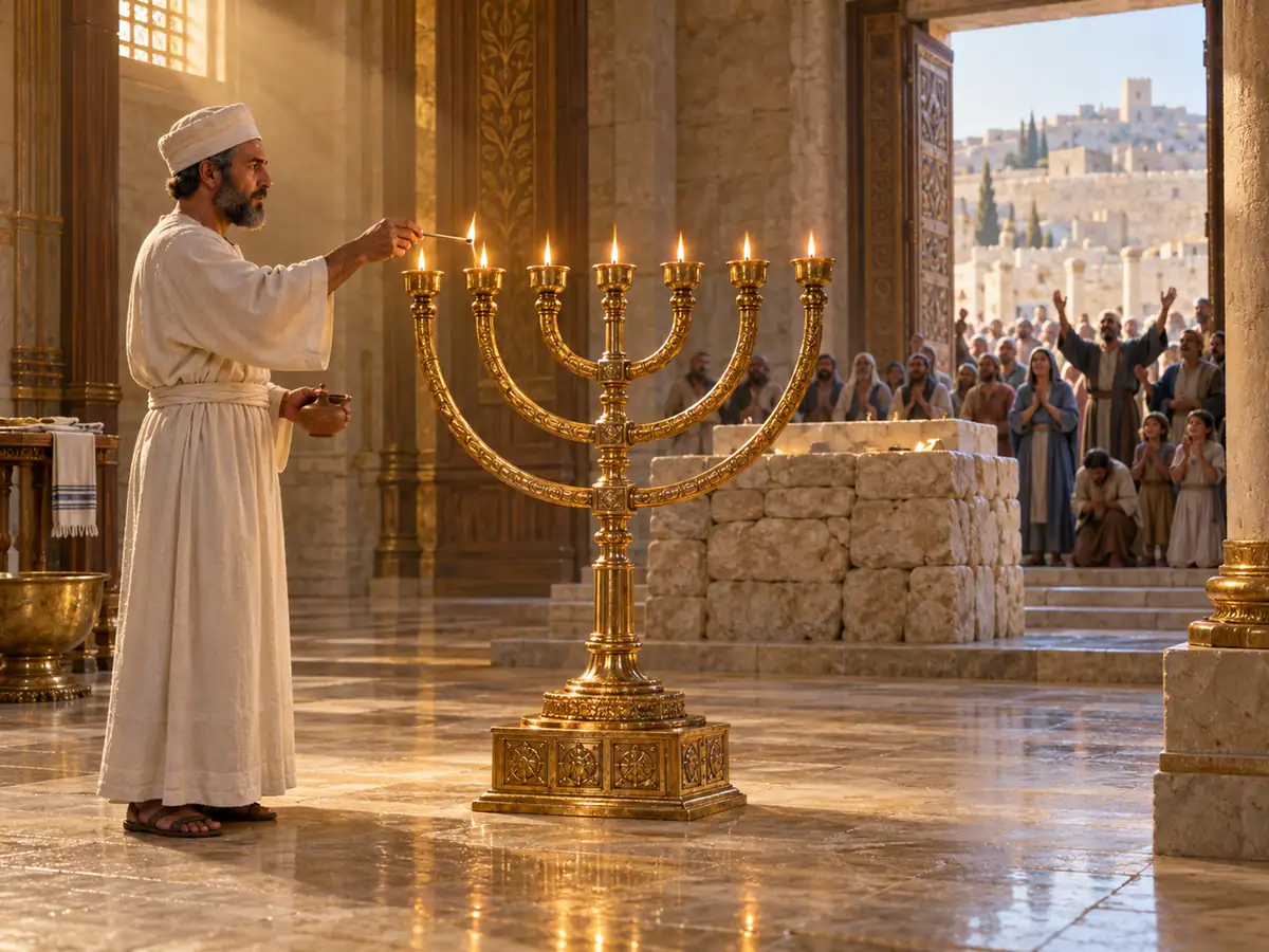 The Maccabees and the light of the Temple: an artistic recreation