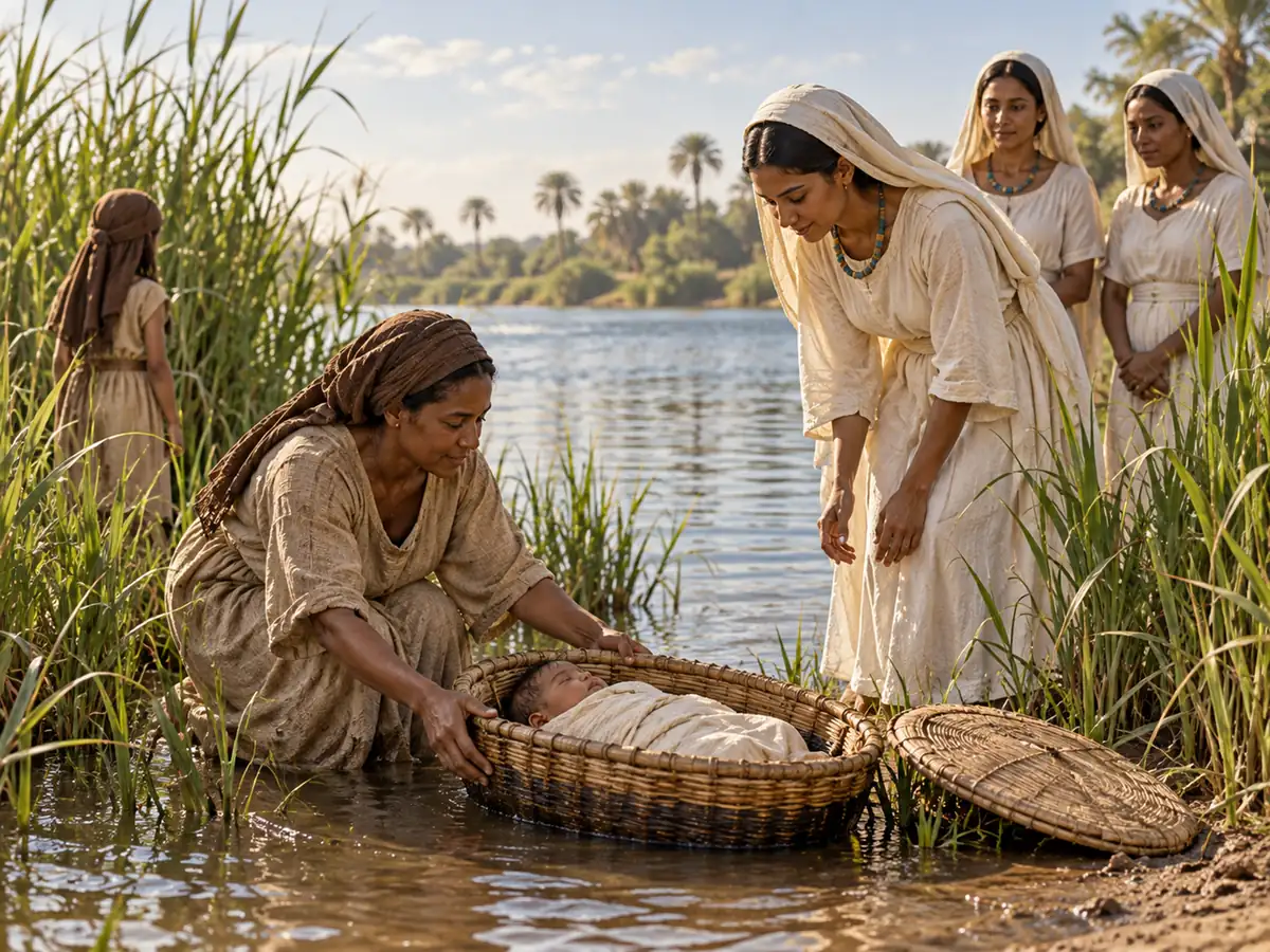 Moses, saved from the water: an artistic recreation