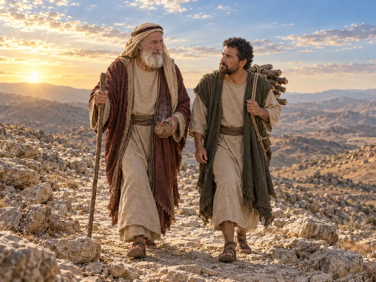 Abraham and Isaac on the mountain: an artistic recreation